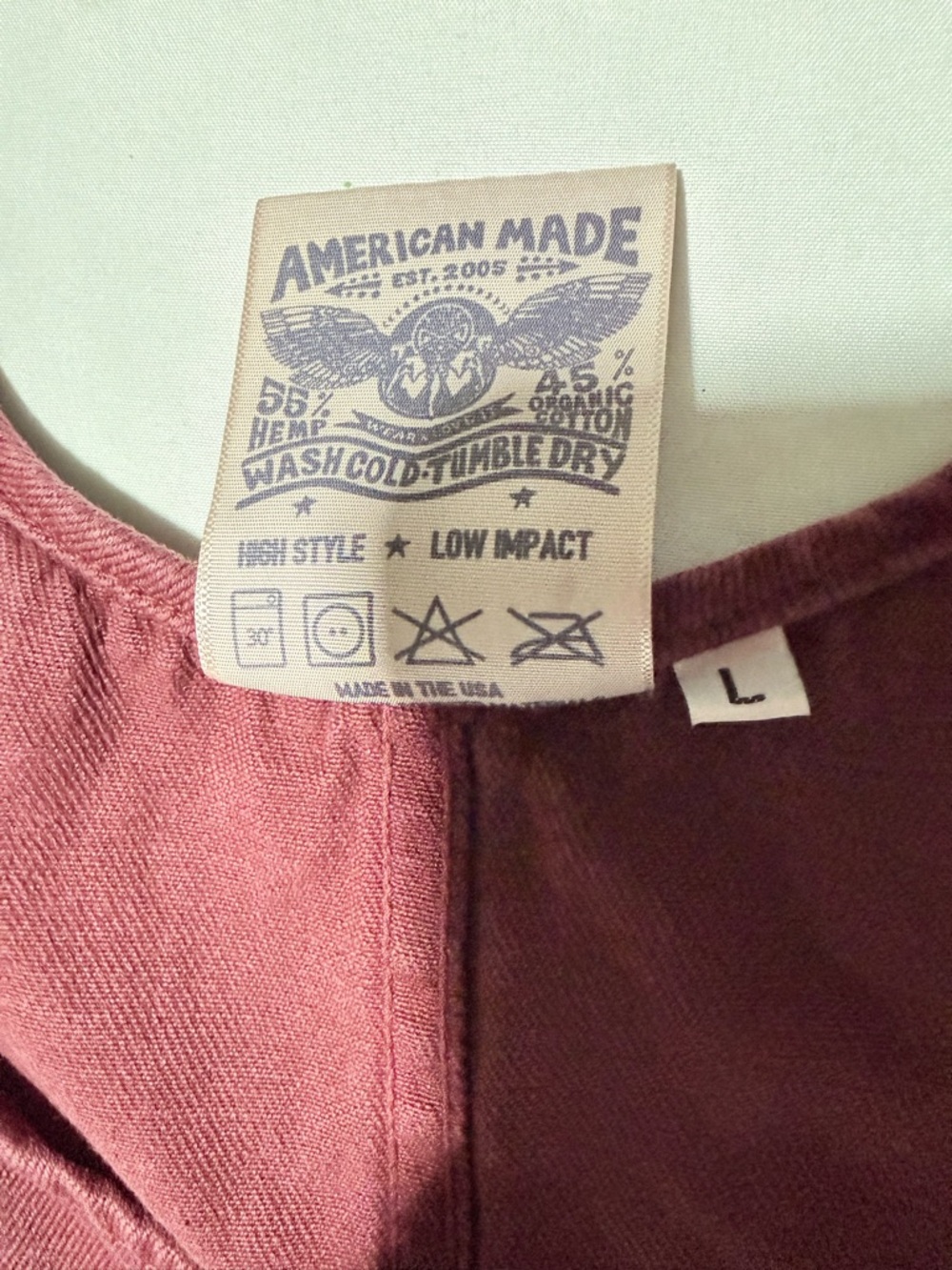 Jungmaven Hemp Organic Cotton Button Front Pinafore Jumper Dress Burgundy Large - Picture 6 of 6